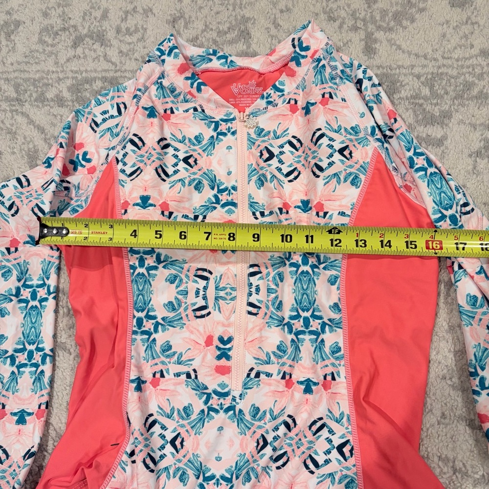 VSkins UPF 50+ Long Sleeve Zip Rash Guard One Piece XL Coral Pink Mermaidcore - Picture 7 of 8